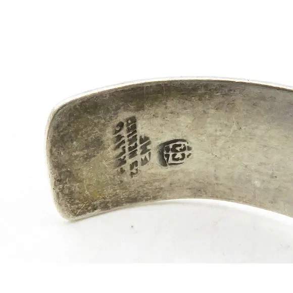 MEXICO 925 Silver Vintage Cabochon Cut Sodalite Smooth Cuff Bracelet BT4922